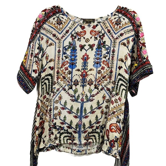 Anthropologie Vineet Bahl Embroidered Front Tie Boho Blouse Top Size Small - Picture 5 of 10